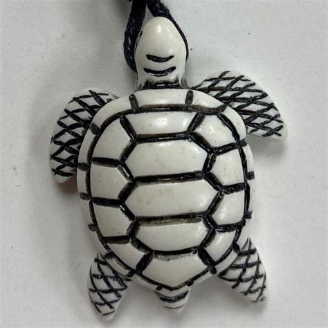 Faux Yakbone Turtle On Adjustable Necklace Ontario Turtle