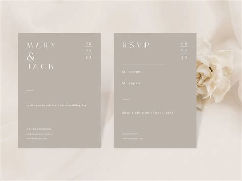 AURA Modern Classy Wedding Invitation Canva Minimal Boho Etsy