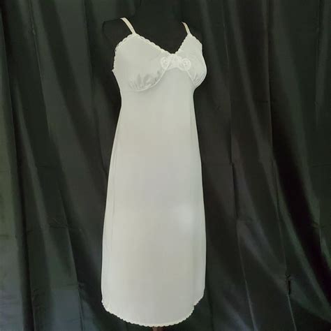 Vintage Kayser Slip Dress Lingerie White Sz 36 T Lace Gem