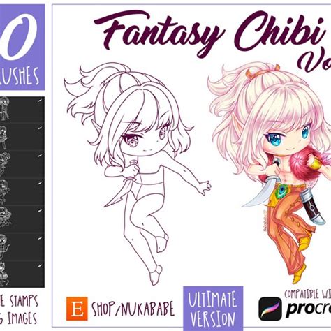 Chibi Base Procreate Female Figures Stamps Brushes For Etsy