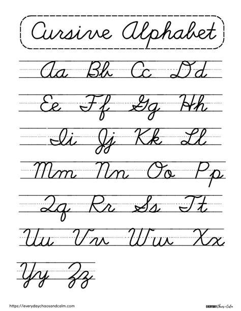 Cursive Writing A To Z Chart Pdf Infoupdate Org