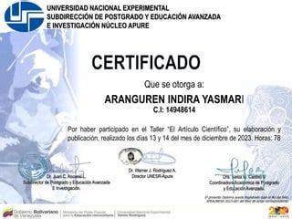 Certificado Art Culo Cient Fico Dsesspptx Ppt