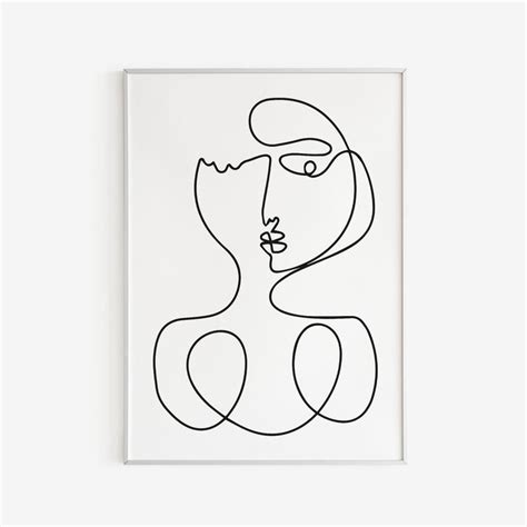 Abstract Face Line Art Print Woman Face Line Drawing Wall Etsy In