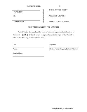 Fillable Online Order On Plaintiff S Motion For Nonsuit Fax Email Print