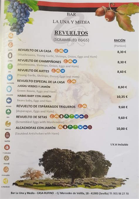 Carta De Bar La Una Y Media Casa Rufino Camas