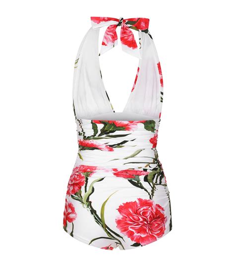 Dolce And Gabbana Carnation Print Halterneck Swimsuit Harrods Us