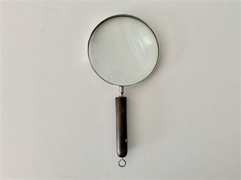 Large Vintage Magnifying Glass With Wooden Handle Circa Etsy Wooden Handles Magnifier