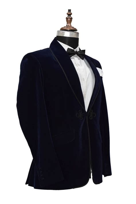 Men Navy Blue Smoking Jackets Velvet Dinner Party Wear Coats Etsy