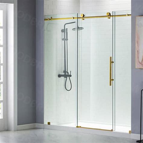 Woodbridge In W X In H Frameless Sliding Shower Door In Brushed