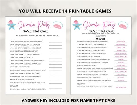 Slumber Party Games Bundle Sleepover Party Games Birthday Etsy