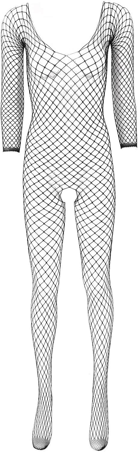 Agoky Womens Lingerie Fishnet Full Body Stockings One Piece Bodysuit