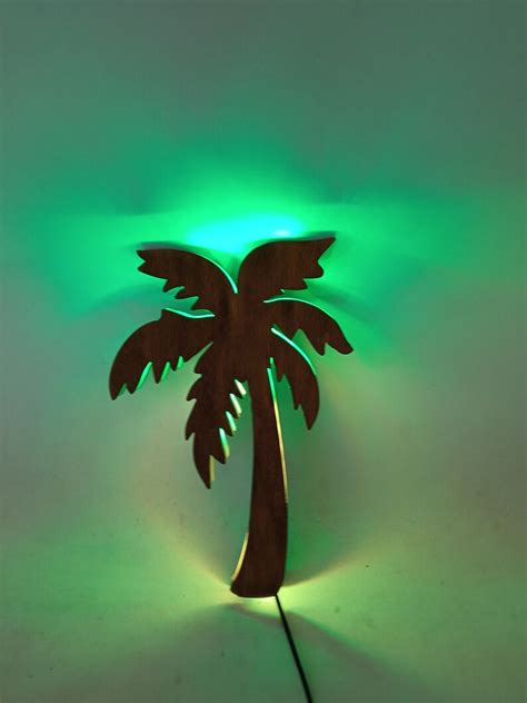 Palm Tree Wood Art Palm Tree Light Sign Palm Tree Led Decor Etsy