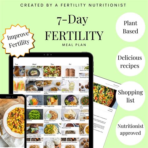 7 Day Fertility Meal Plan Plant Based Etsy