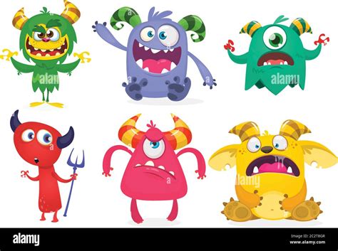 Monsters Mignon De Dessin Animé Ensemble De Monstres De Dessin Animé