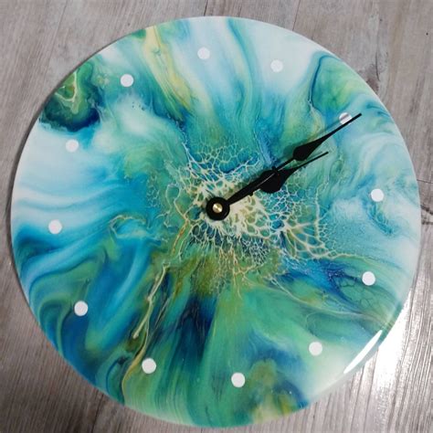 Poured Clock With Resin Etsy