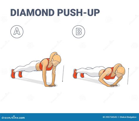 Diamond Push Ups Exercise Girl Silhouettes Colorful Concept Stock