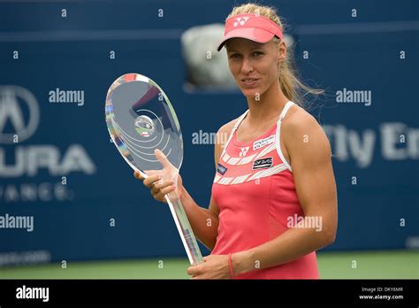 Elena Dementieva (RUS) shows off her winners trophy at the 2009 Roger's ...