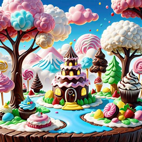 Premium Ai Image Stunning Fantasy World Made Of Cookies And Cakes