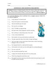 Identifying Sentence Fragments Practice Exercises And Examples