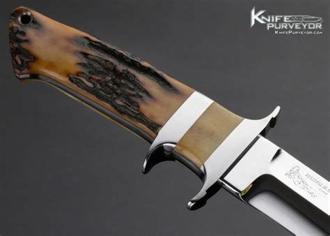 Bob Loveless Custom Knife J M Double Nude Logo Amber Stag Jr Bear Subhilt Fighter Knife Purveyor