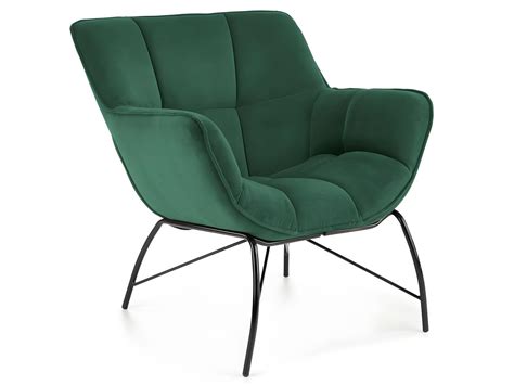 Fauteuil Contemporain En Velours Vert Avec Pieds Design En M Tal Noir Briac