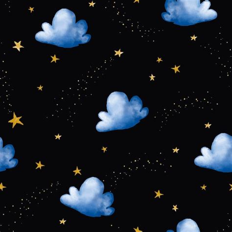 Un Cielo Azul Con Nubes Y Estrellas En El Cielo Nocturno Vector Premium