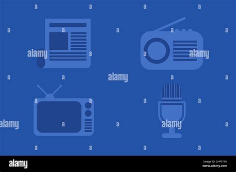 Conjunto De Iconos De Vectores Azules De Medios Masivos Imagen Vector