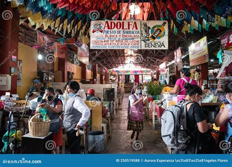 Scene At Interior Of Market Tlacolula Oaxaca Mexico Editorial Stock