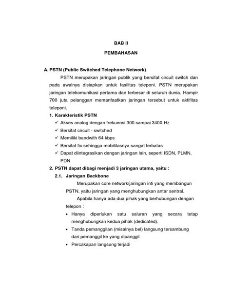 Pembahasan Makalah Pstn