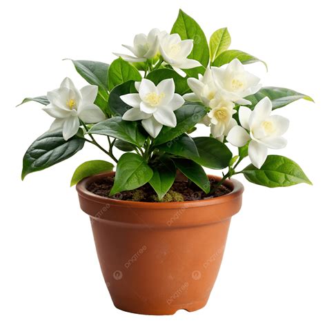 Emphasizing The White Jasmine Plant In A Pot, Jasmine, Flower