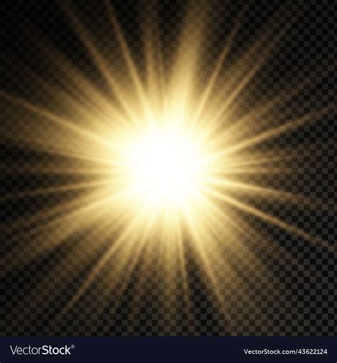 Glow Bright Light Star Yellow Sun Rays Sunshine Vector Image