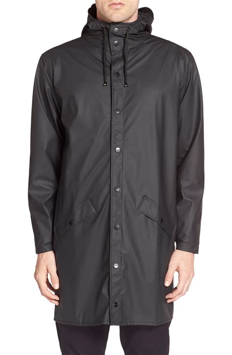 Rains Waterproof Hooded Long Rain Jacket Black Rain Jacket Rain