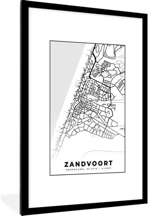 Fotolijst Incl Poster Kaart Zandvoort Zwart Wit X Cm