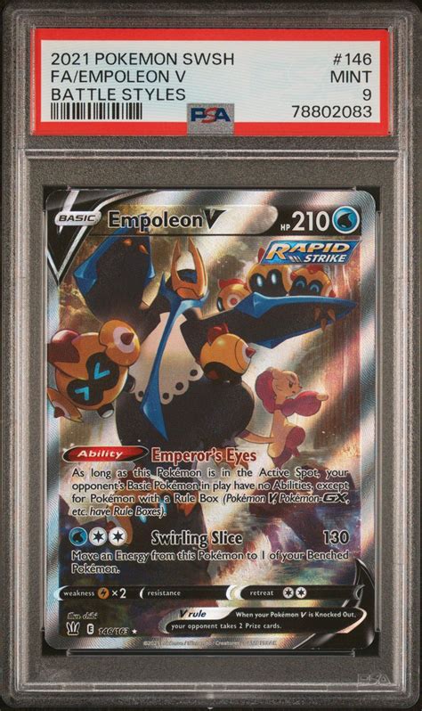 2021 Pokemon Sword Shield Battle Styles 146 Fa Empoleon V PSA 9