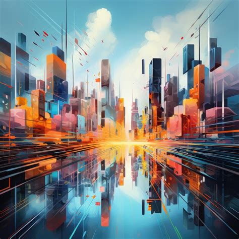 Premium Ai Image Futuristic Geometric Cityscape