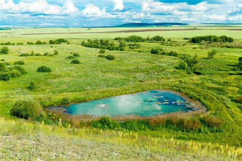 Landscape of Blue Mineral Lake with Clear Water. Russia, Samara Region ...