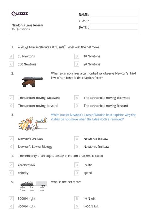 50 Newtons Third Law Worksheets For 10th Grade On Quizizz Free