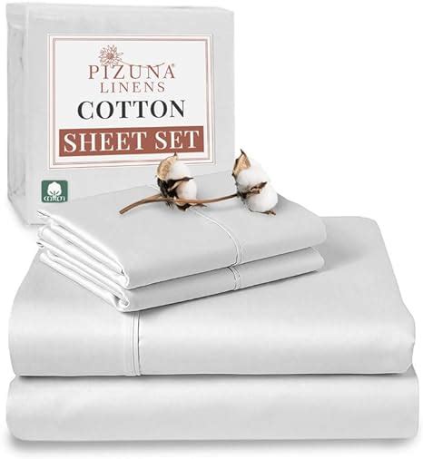 Pizuna Cotton Queen Sheet Set White 400 Thread Count 100 Long Staple