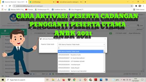 Cara Mudah Aktivasi Peserta Cadangan Pengganti Peserta Utama Anbk