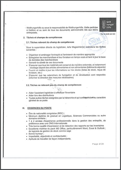 OFFRE DEMPLOI Deutsche Welthungerhilfe Agro Action Allemande Recrute