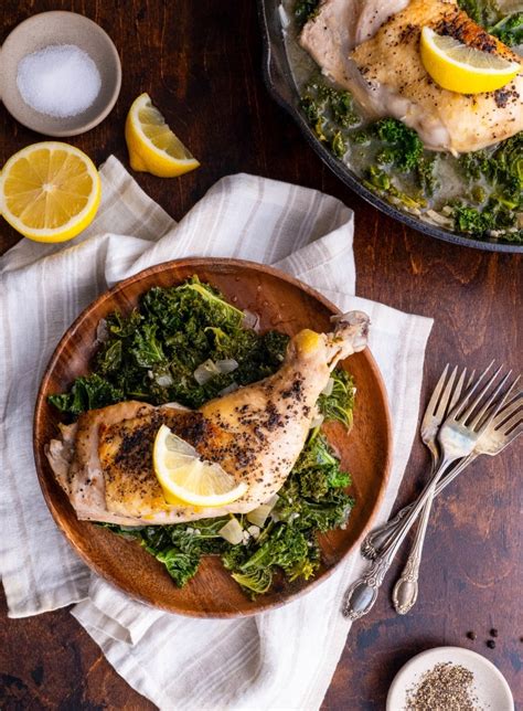 Lemon Garlic Braised Chicken With Kale The Roasted Root