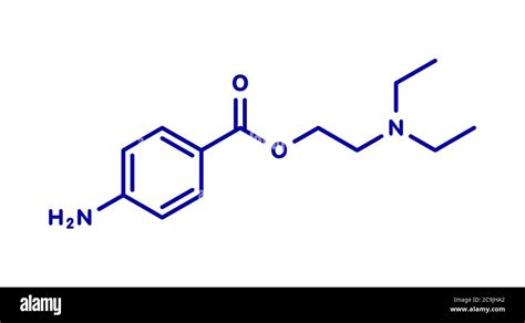 Procaine Topical Anesthetic Drug Molecule Blue Skeletal Formula On