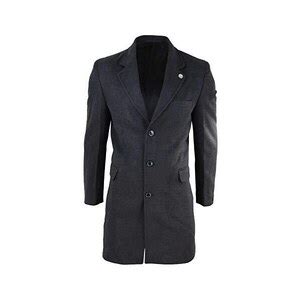 TruClothing Cappotto Lungo Da Uomo A 3 4 Crombie In Lana Al Tatto