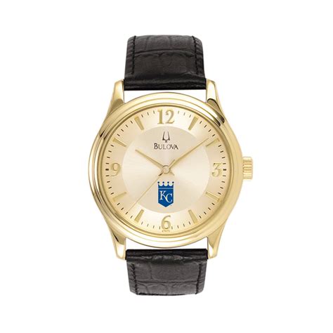 Men's Kansas City Royals Bulova Gold Leather Strap Watch