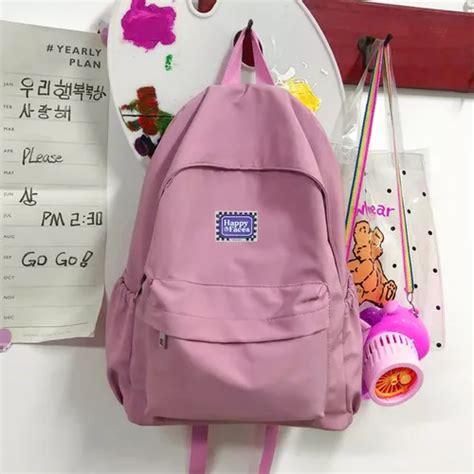 Mochila De Costas Fofa Feminina Escolar Impermeável Kawaii Cor Rosa