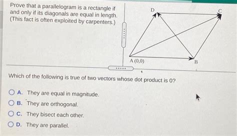 Solved Prove that a parallelogram is a rectangle if and only | Chegg.com