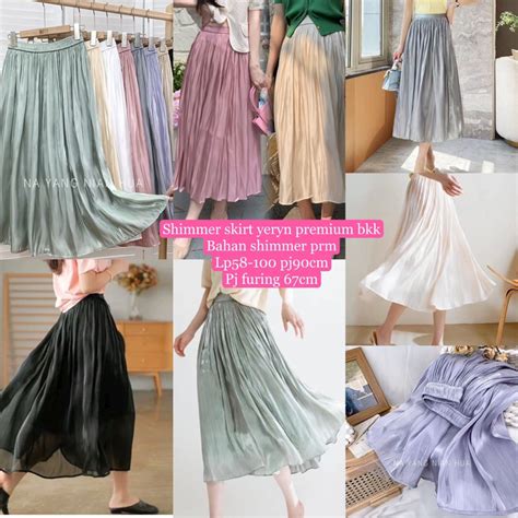 Jual Shimmer Skirt Yeryn Premium Bkk Rok Plisket Import Shopee