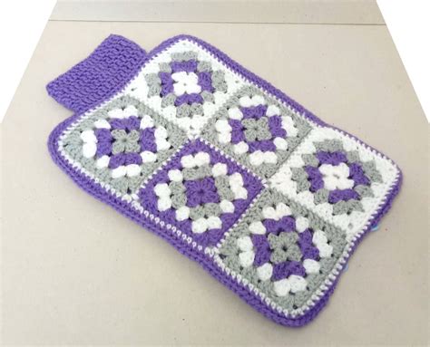 Hot Water Bottle Cover In Purple White And Gre Folksy