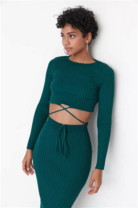 Buy Trendyol Knit Crop Top Midi Skirt Set Online Zalora