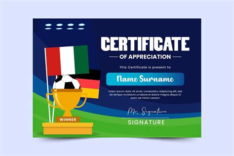 Football Tournament Sport Event Certificate Design Template Simple And